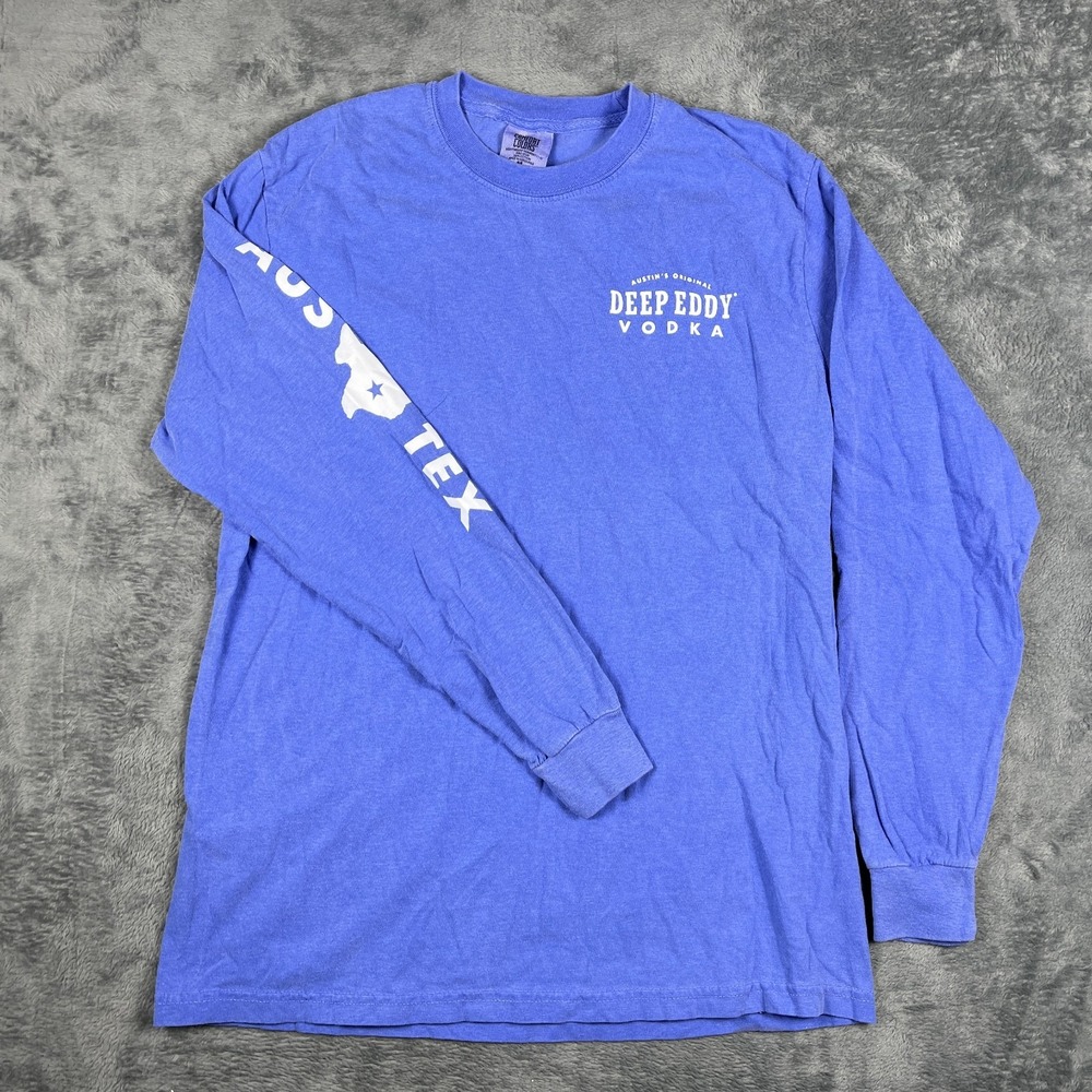 Comfort Colors T Shirt Mens Medium Blue Deep Eddy Vodka Graphic Cotton Ring Spun